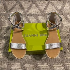 Silver and rhinestone sandals
